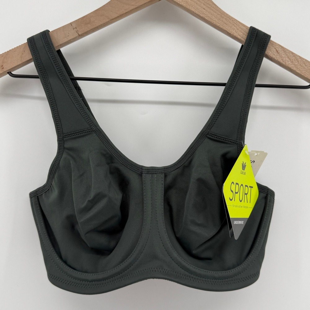 Wacoal 855170 Simone Sport Underwire Bra Gray Green 32D Full Coverage Unline New